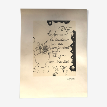 Calligraphie en lithographie d'après Georges Braque  : La forme et la couleur...