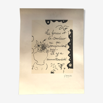 Calligraphy in lithography after Georges Braque: The shape and color...