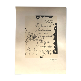 Calligraphy in lithography after Georges Braque: The shape and color...