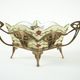 Art Nouveau platter with ceramic insert in ornamental metal frame, European craftsmanship