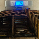 Wicker and hazel bottle basket from the early 20th century or possibly earlier.