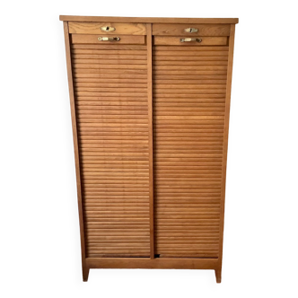 Double sliding curtain filing cabinet