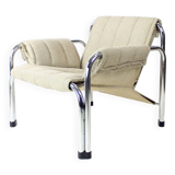 Lounge chair by viliam chlebo in chrome and linen, kodreta 1979