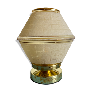 lampe à poser globe vintage en verre sablé jaune et doré