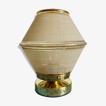 Vintage globe-laying lamp in yellow and gold shortbread glass