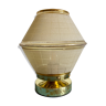 Lampe à poser globe vintage en verre sablé jaune et doré