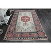 1970s Vintage Turkish Handmade Wool & Cotton Pink Area Rug 175x265