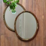 Pair of oval mirrors with stucco and lasca frame 55x44cm