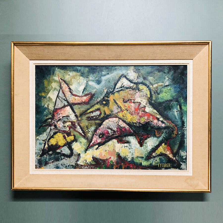 Old painting signed Ferber "The fish"