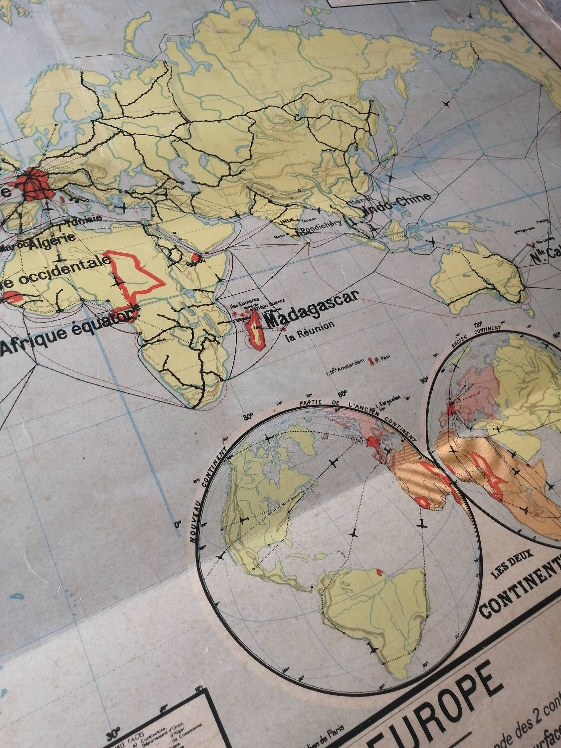 Old map Vidal Lablache 22 Community planisphere - 1950