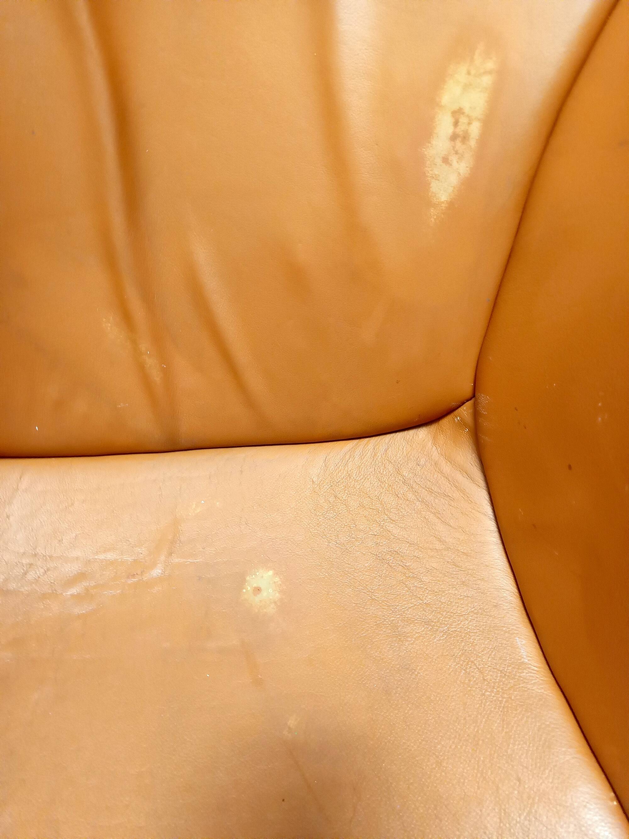 Karuselli Lounge Chair by Yrjö Kukkapuro for Haimi in Orange Leather, 1970s