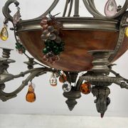 Napoleon III chandelier in bronze and alabaster with eight light arms, 19th century.