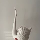 Vintage English white ceramic swan vase/cachepot
