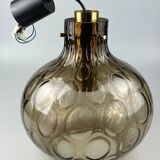 60s 70s ceiling lamp Glashütte Limburg Germany glass & brass Space Age