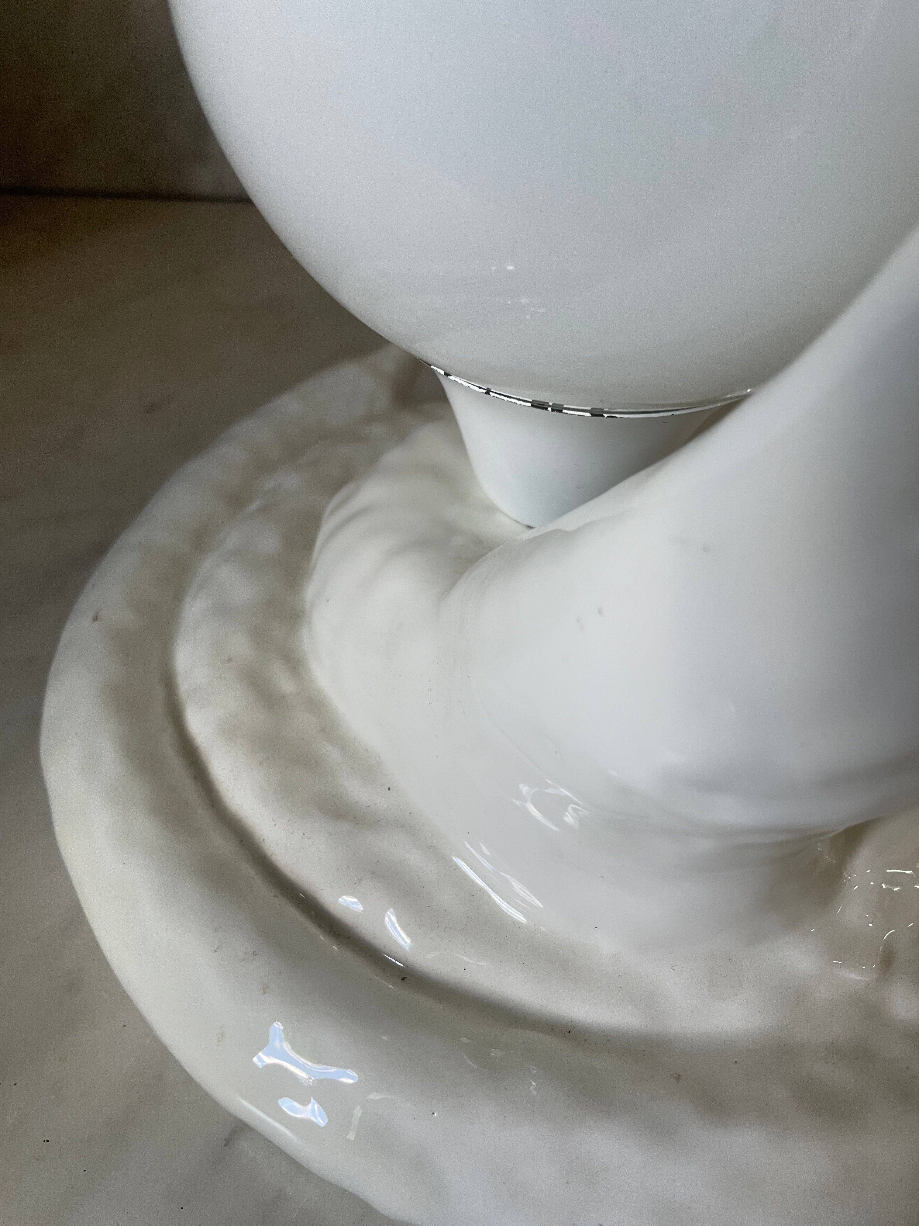 Vintage cobra lamp in ceramic and opaline