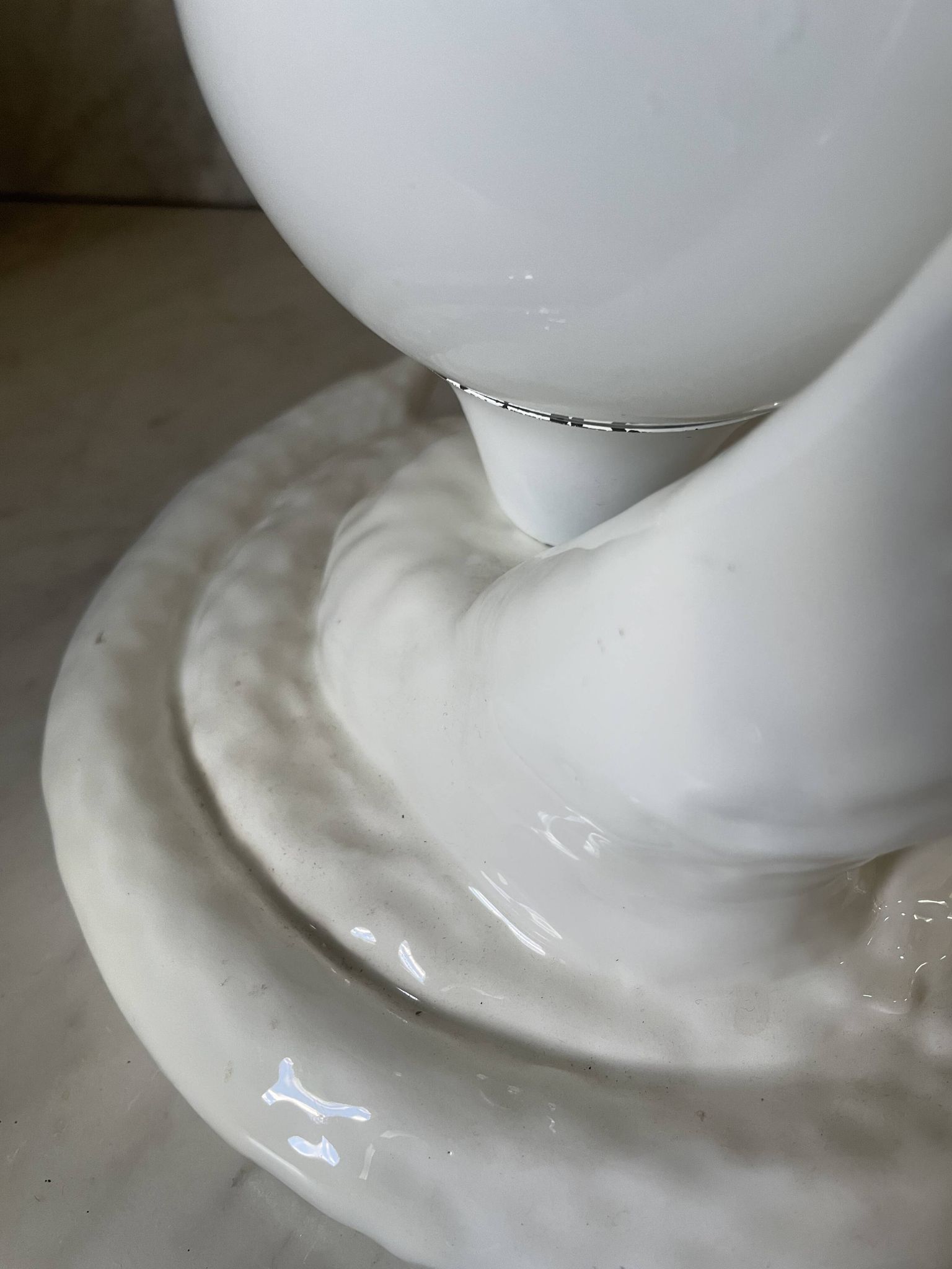 Lampe cobra vintage céramique et opaline