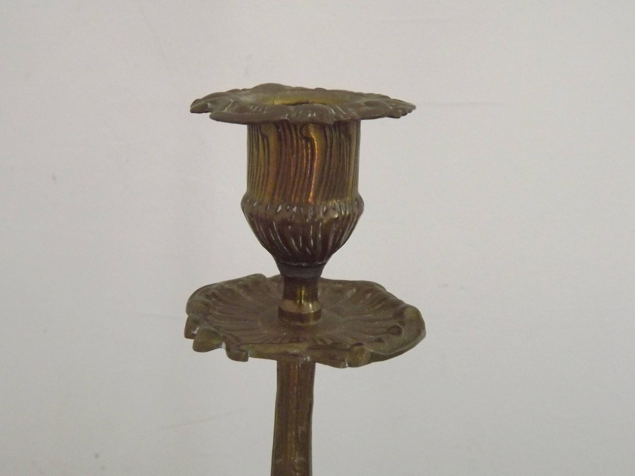 French Vintage Bronze Candlestick With Lovely Acanthus Leaf Detail 5165