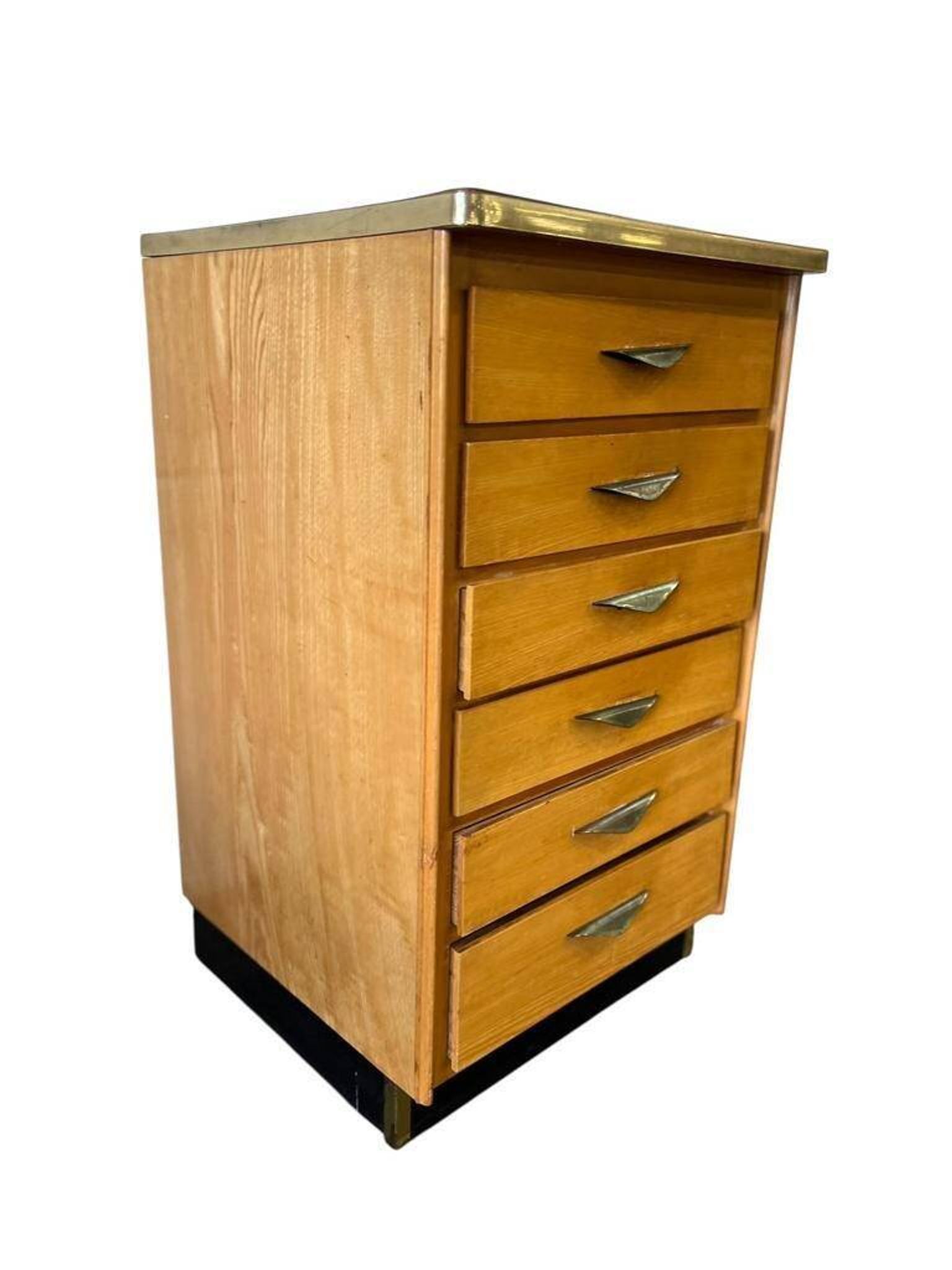 Mini commode vintage en bois avec plateau en formica