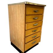 Mini commode vintage en bois avec plateau en formica