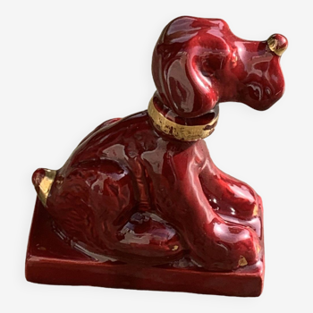 Dog sign CAB in vintage burgundy red enameled ceramic slip, art deco Used condition, good u