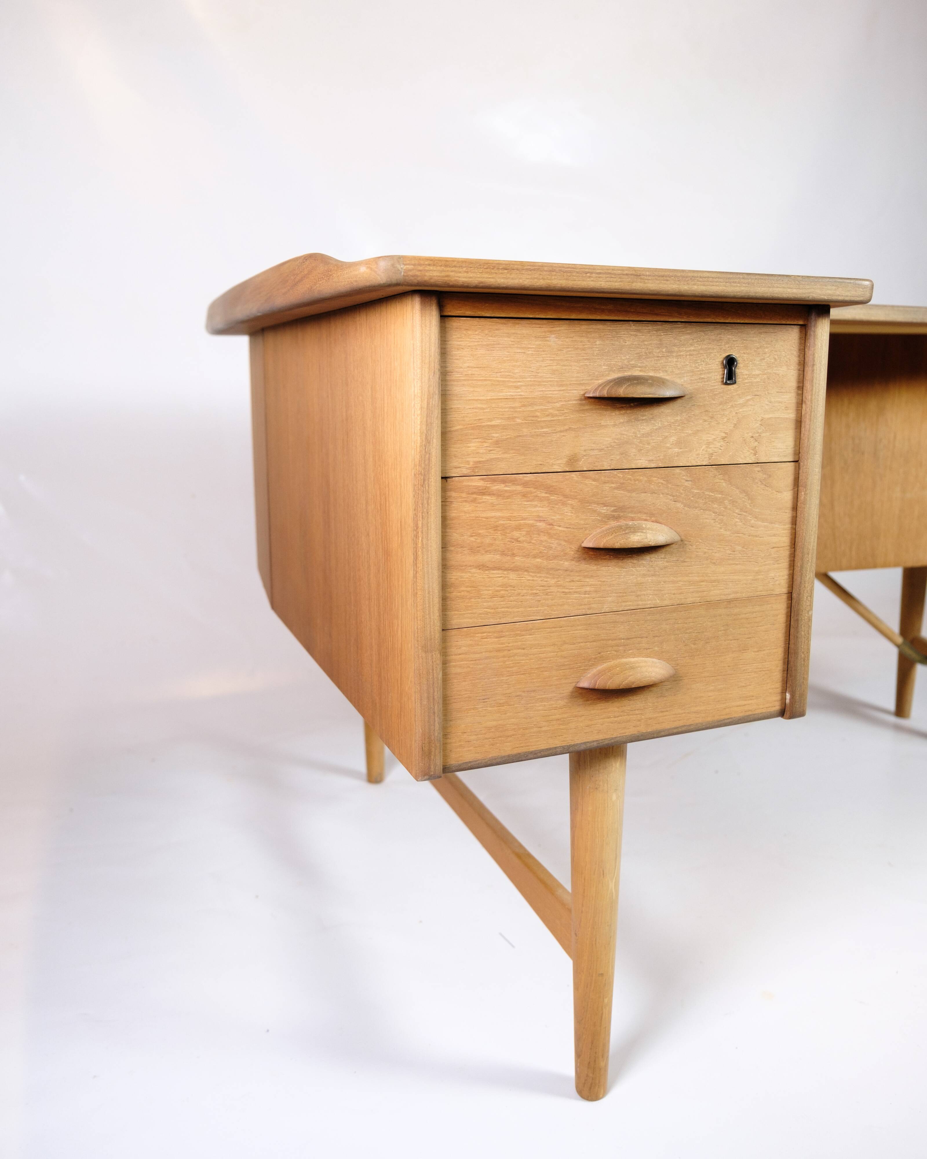 Bommerang Desk Made In Teak & Brass By Peter Løvig Nielsen For Hedensted Furniture From 1960s