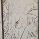 Two-leaf screen depicting a historical figure and symbols