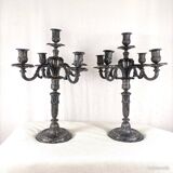 Paire de Candélabres en Bronze - Chandelier Style Louis XVI, 19ème