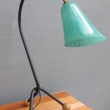Lamp tripod Tulip green glass 1950