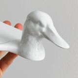 White porcelain dish in the shape of a duck.