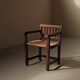Handcrafted oak and straw armchair, France, circa 1950.