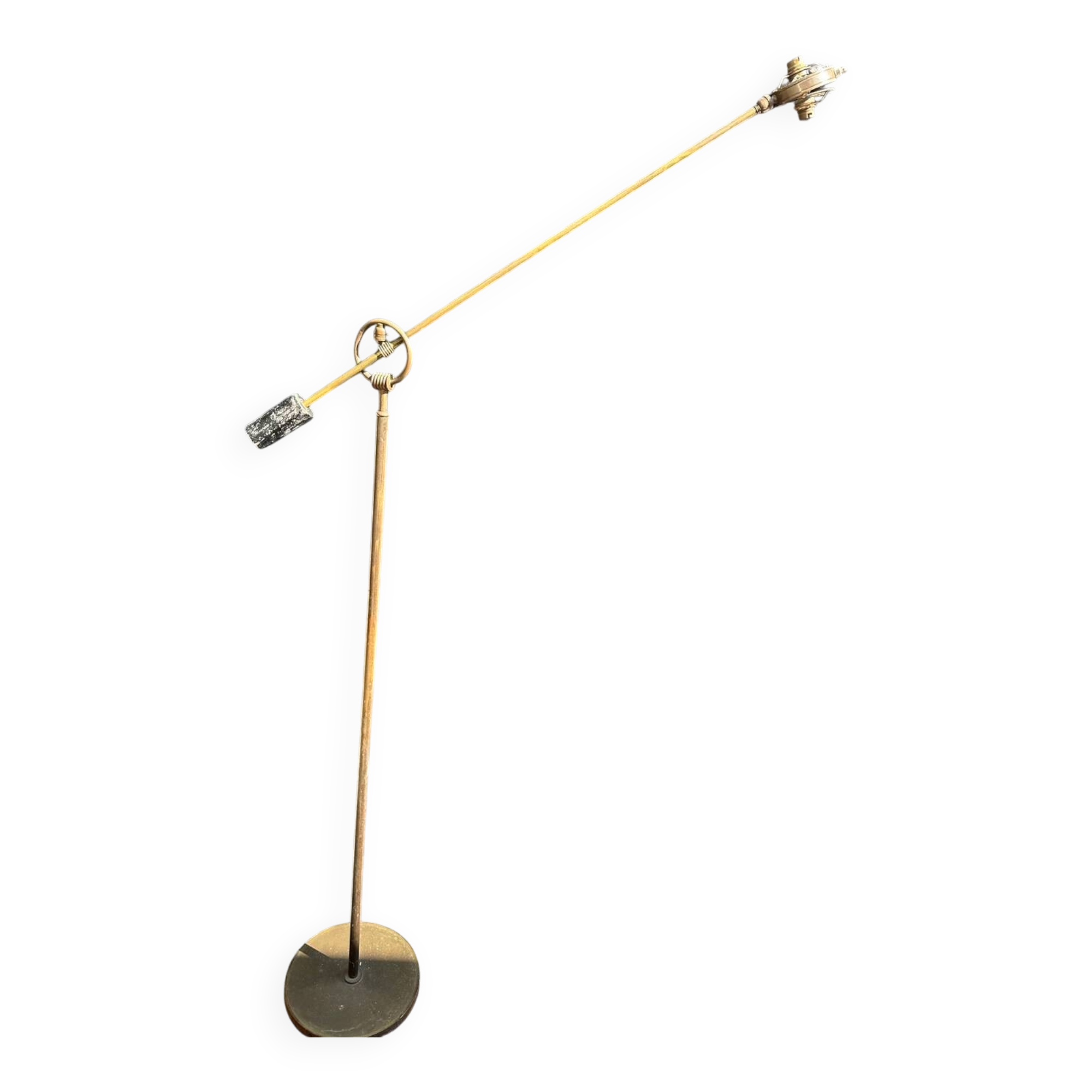 Lampadaire à balancier en laiton, 1950