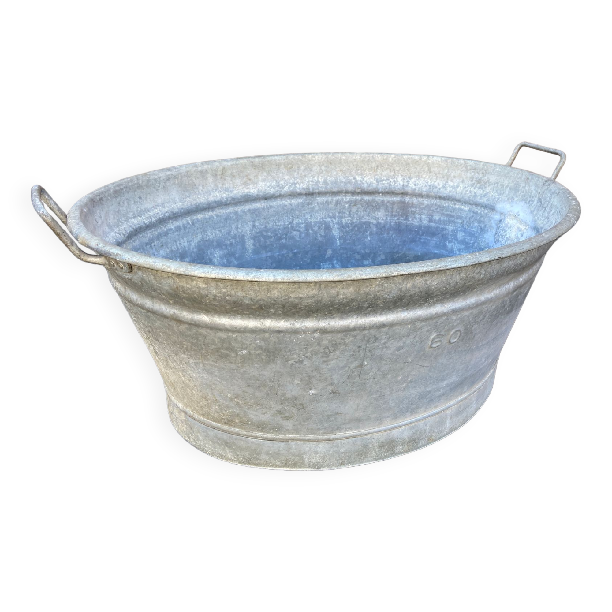 Vintage galvanized zinc basin