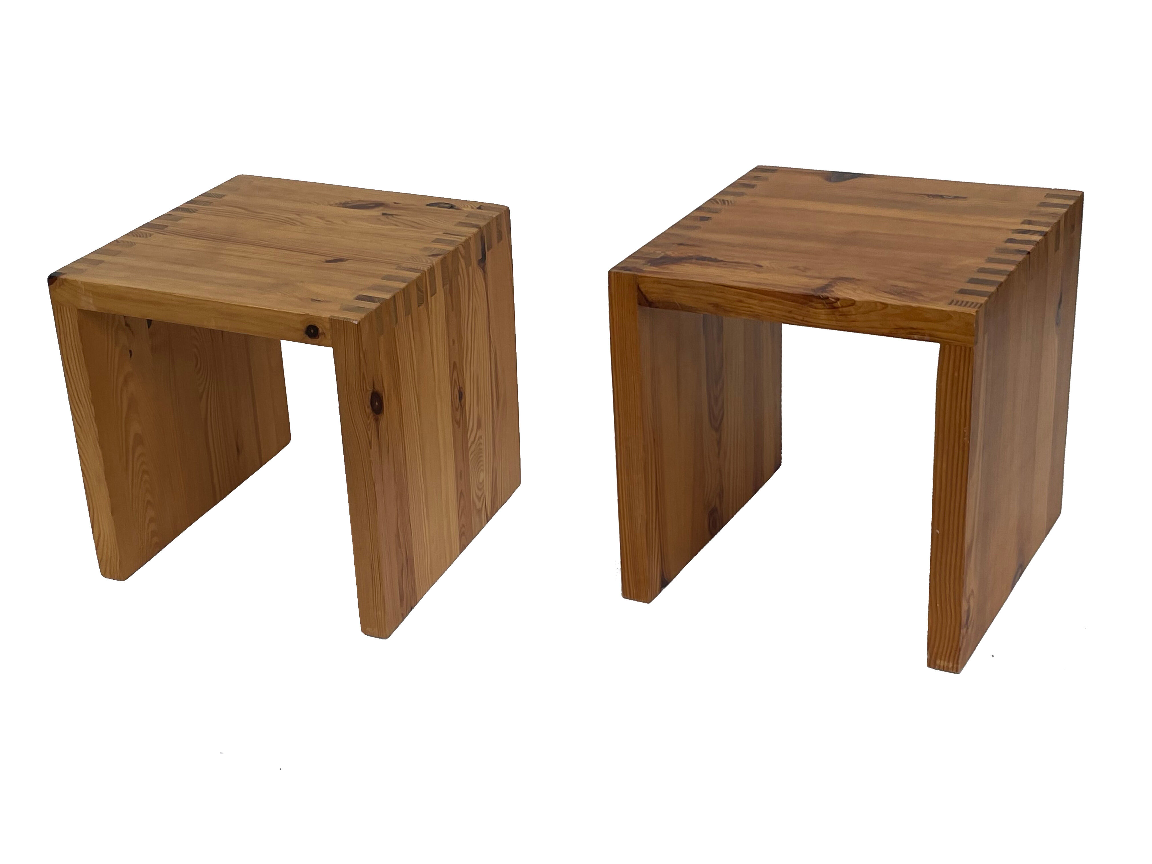 Vintage side table Ate van Apeldoorn, Pine wood 1970s