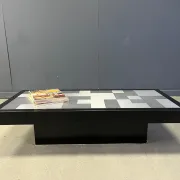 Vintage lacquer and aluminum coffee table, 1970s