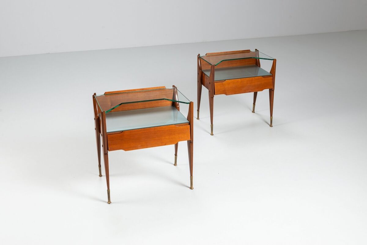 Pair of nightstands in teak La Permanente Mobili Cantù Italy 1950