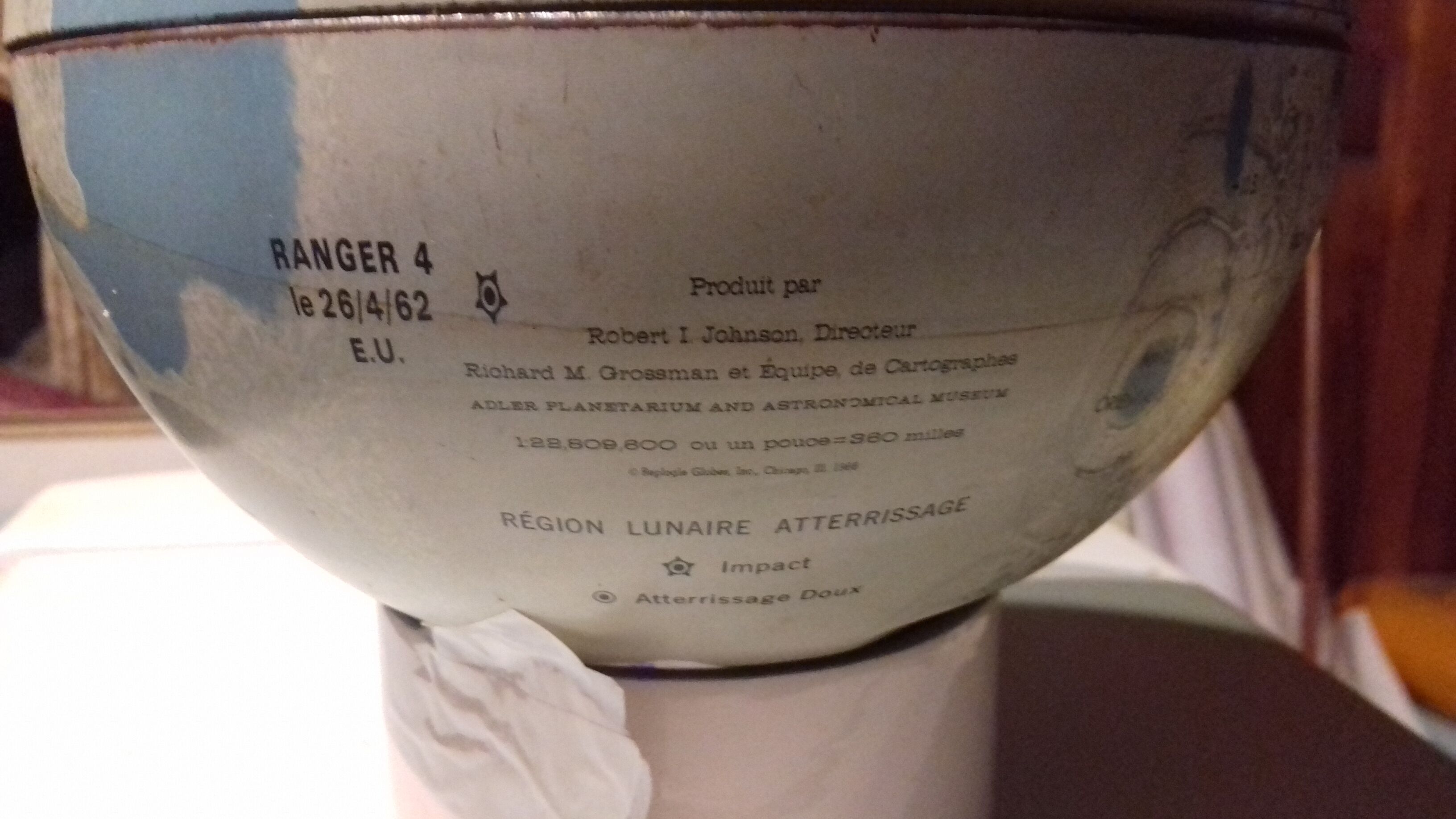 Silver lunar globe vintage 1966