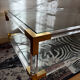 Table basse italienne Fabian verre, plexiglas et laiton, 1970-80