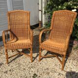 Pair of rattan armchairs