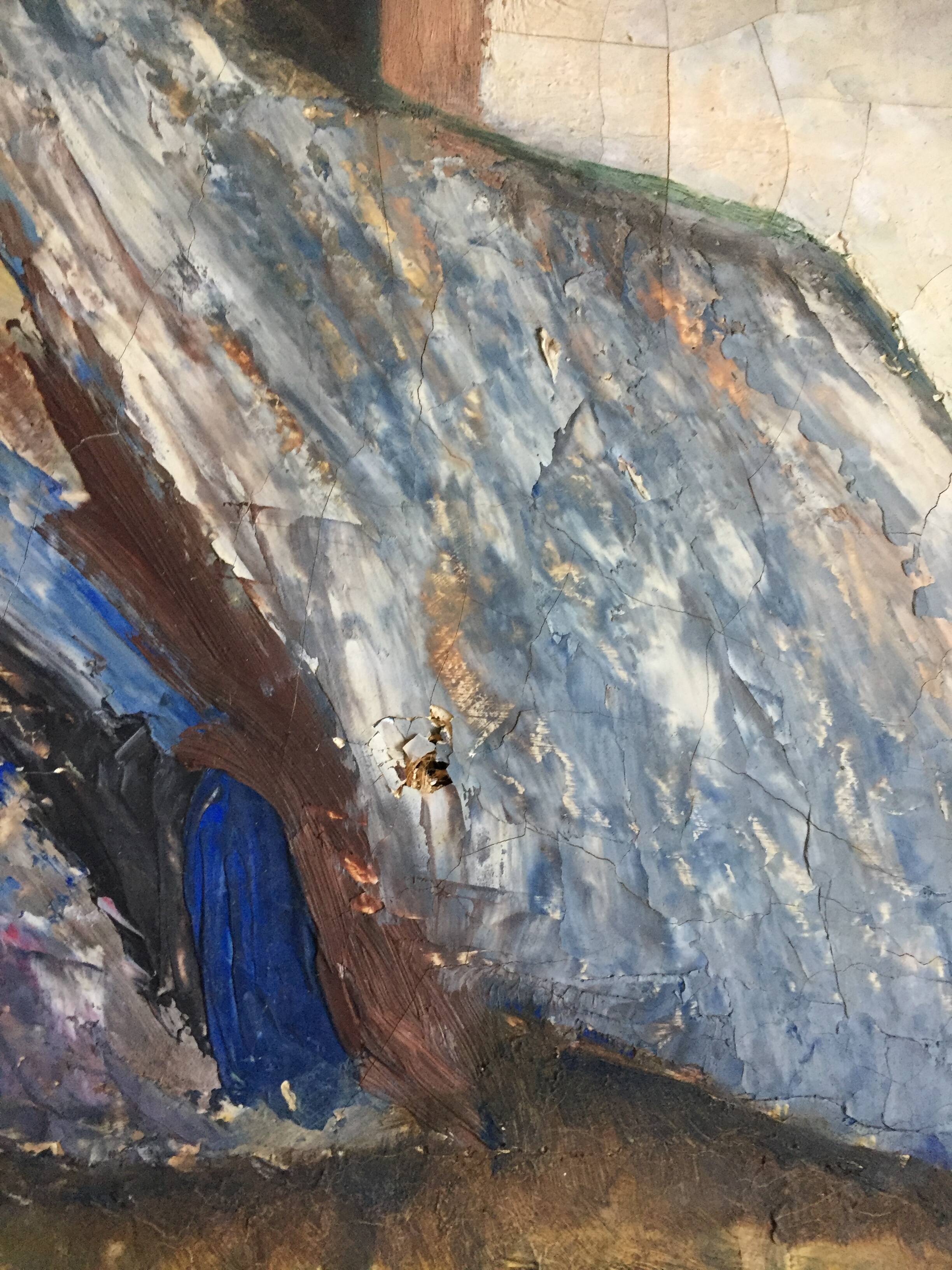 Oil painting on canvas Normande R.Oswald 1960 gilded wooden frame