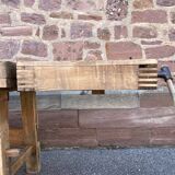 Industrial table Carpenter's workbench in natural raw wood vintage bohemian