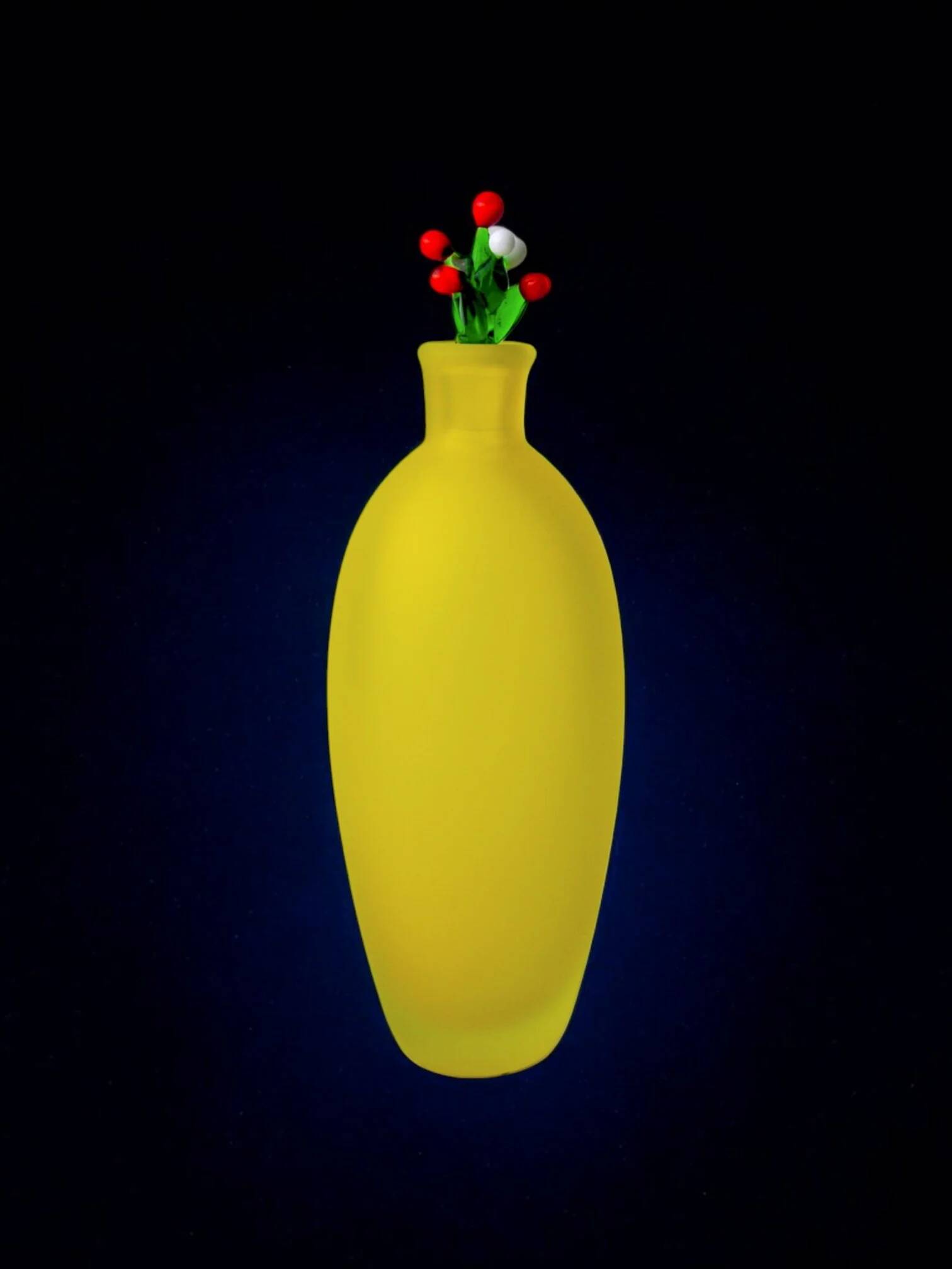 Yellow satin vase in Murano glass, Italy, 1980s