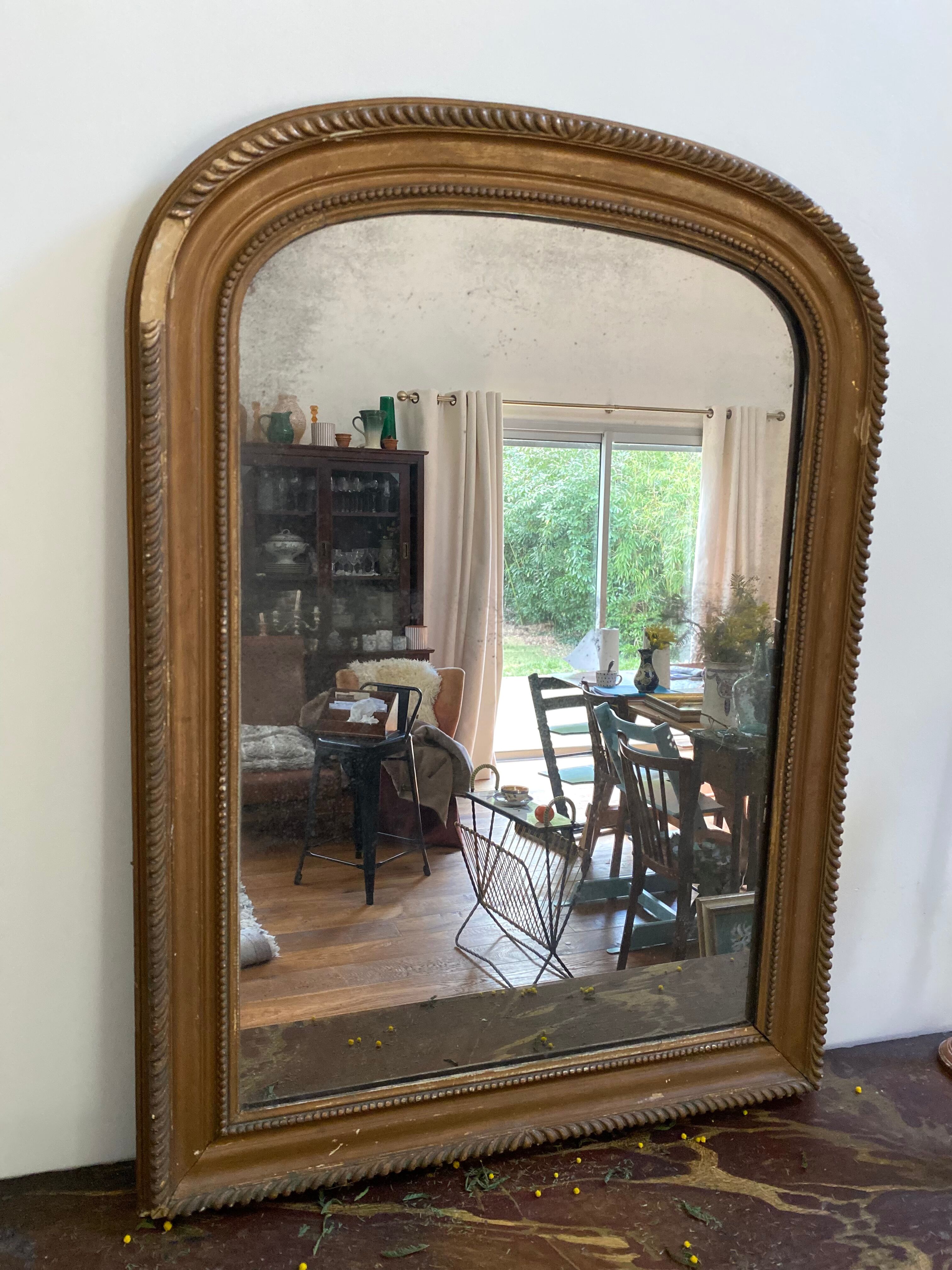 Old gilded mirror Louis Philippe style, 80x57 cm