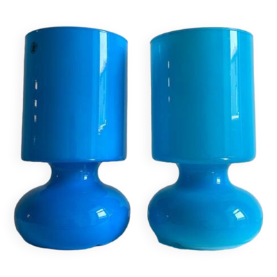 Paire lampes IKEA Lykta en opaline turquoise