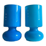 Pair of IKEA Lykta lamps in turquoise opaline