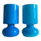 Pair of IKEA Lykta lamps in turquoise opaline