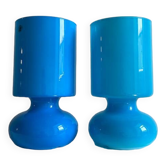Pair of IKEA Lykta lamps in turquoise opaline