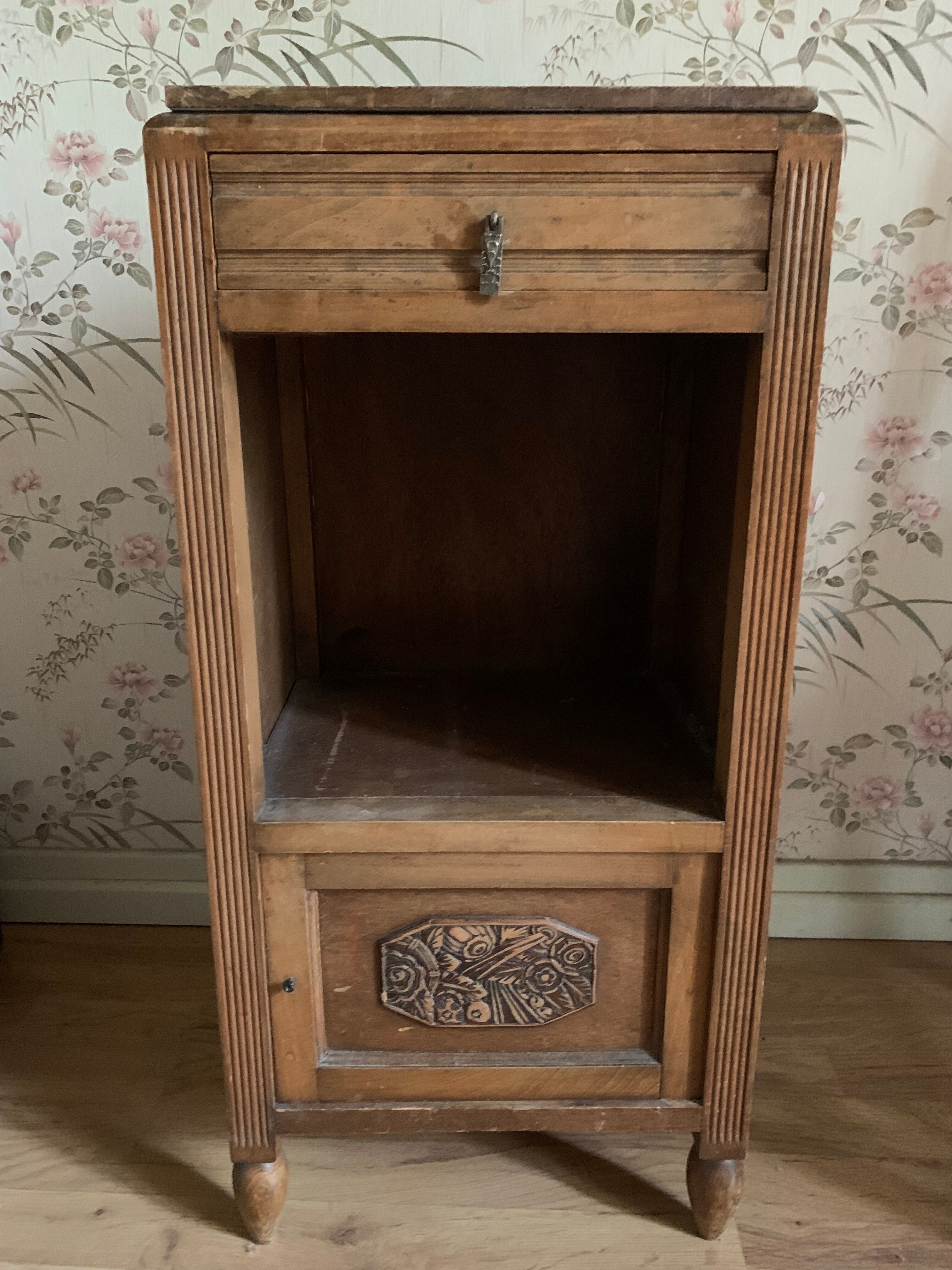 Old bedside wood and marble