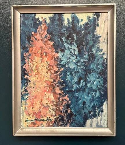 Swedish Oil on Canvas “Abstract” by Lennart Alexandria Vintage & Framed 39x31cm