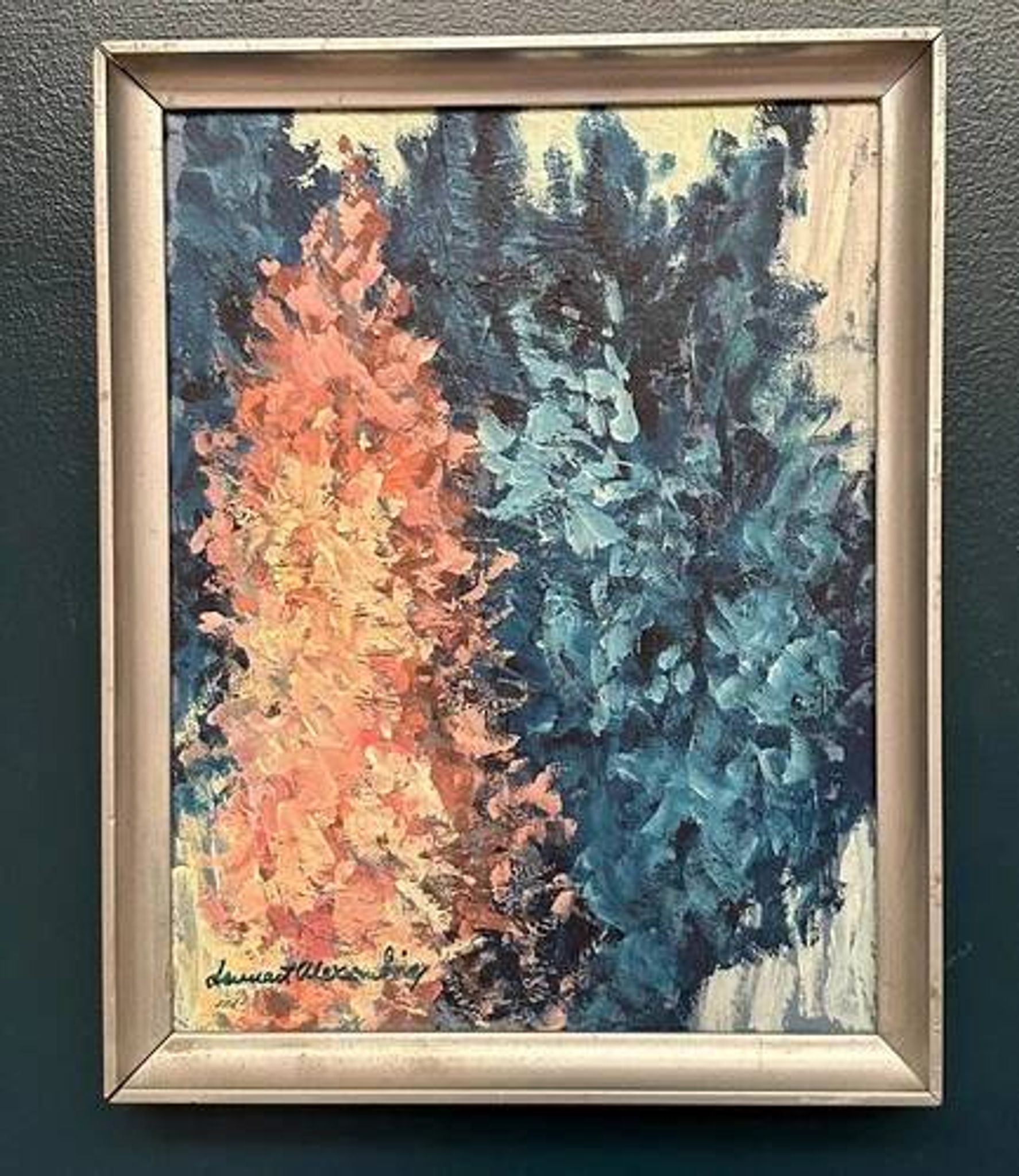 Swedish Oil on Canvas “Abstract” by Lennart Alexandria Vintage & Framed 39x31cm