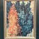 Swedish Oil on Canvas “Abstract” by Lennart Alexandria Vintage & Framed 39x31cm